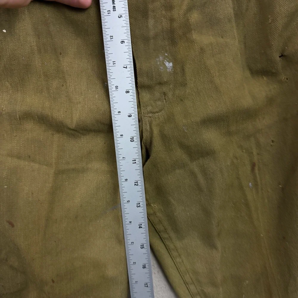 Wrangler‎ Work Pants Mens 38x36 Tan Vintage Distressed Paint Splatter USA Made